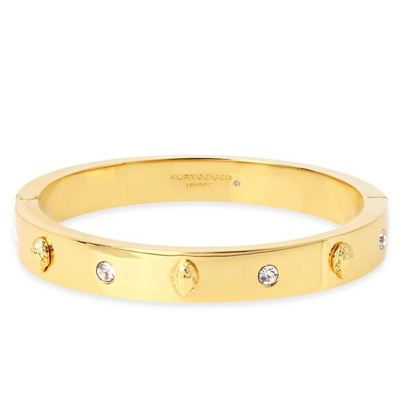 NWT KURT GEIGER EAGLE CRYSTAL BANGLE BRACELET GOLD TONE W DUST BAG - Picture 1 of 3